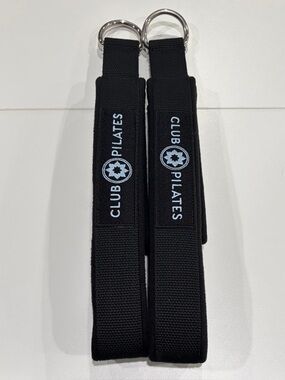 Club Pilates Reformer Straps Long and Short Loops Black with Blue Logo Like New